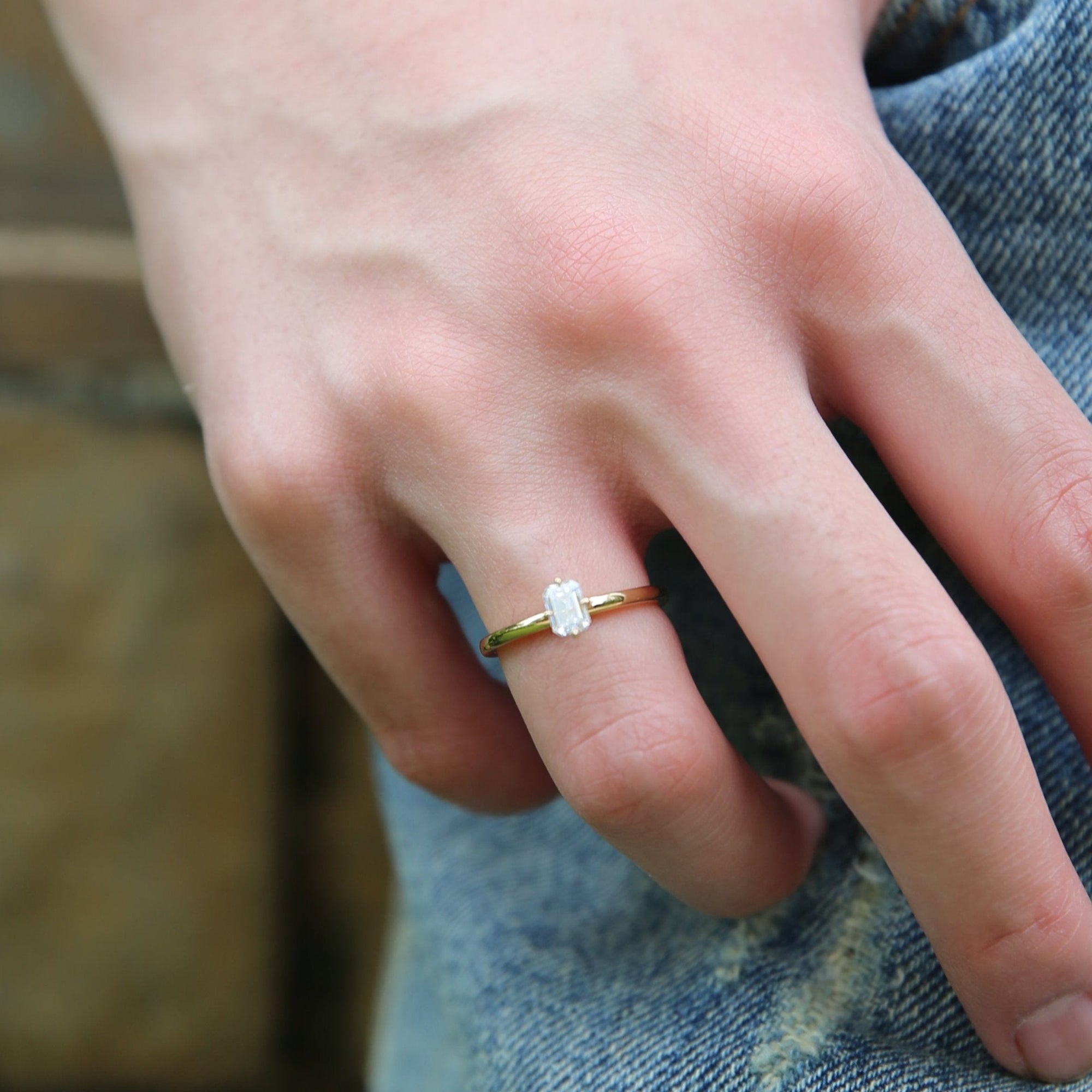 Equi EMERALD Solitaire 0.5 ct Lab Grown Diamond Ring in 18K Gold