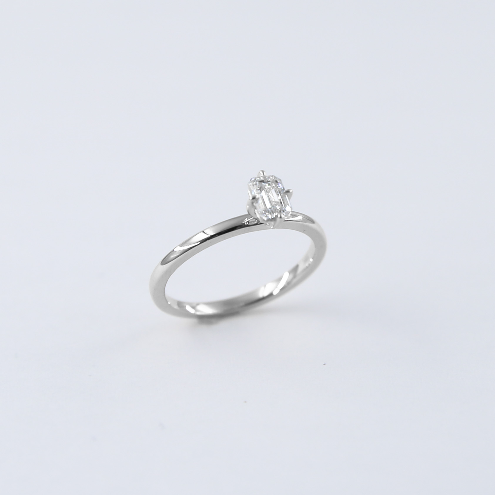 Equi Emerald Solitaire 0.5 ct Lab Grown Diamond Ring in 18K White Gold