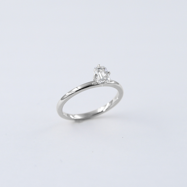 Equi Emerald Solitaire 0.5 ct Lab Grown Diamond Ring in 18K White Gold