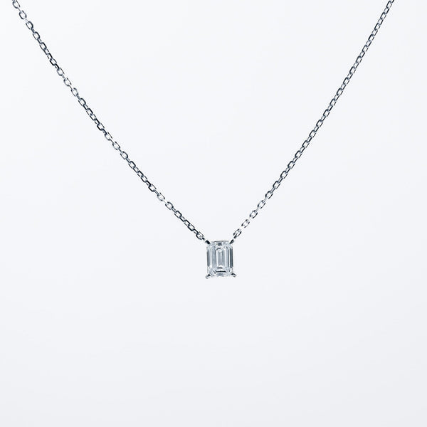 Equi Emerald solitaire 0.5 ct lab grown diamond necklace in 18k white gold