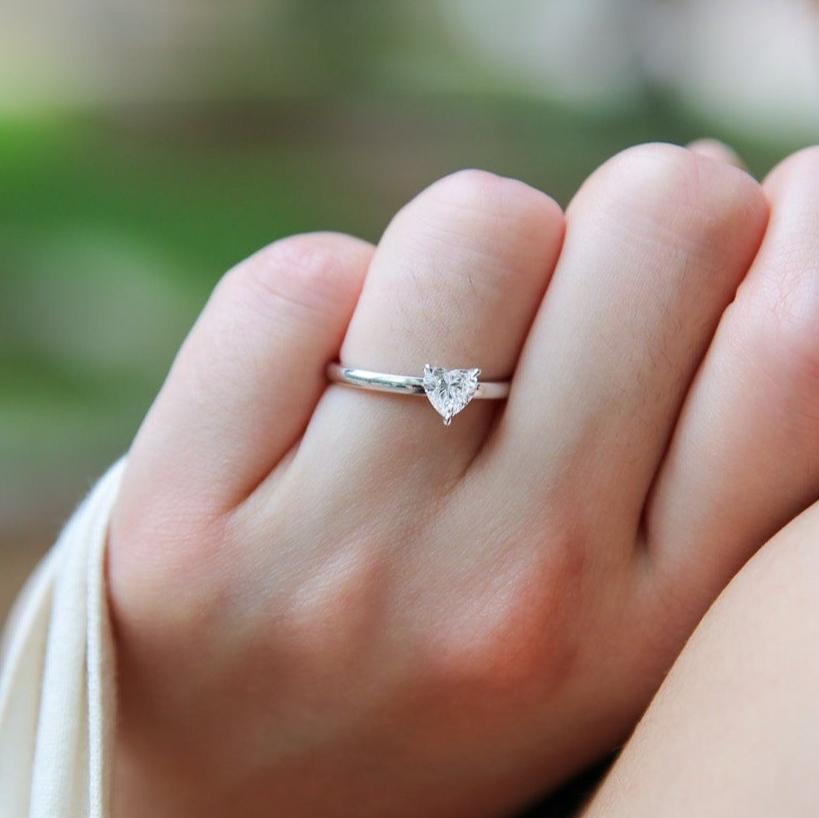 Equi Heart Solitaire 0.5 ct Lab Grown Diamond Ring in 18K White Gold