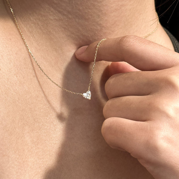 Equi Heart solitaire 0.5 ct lab grown diamond necklace in 18k gold