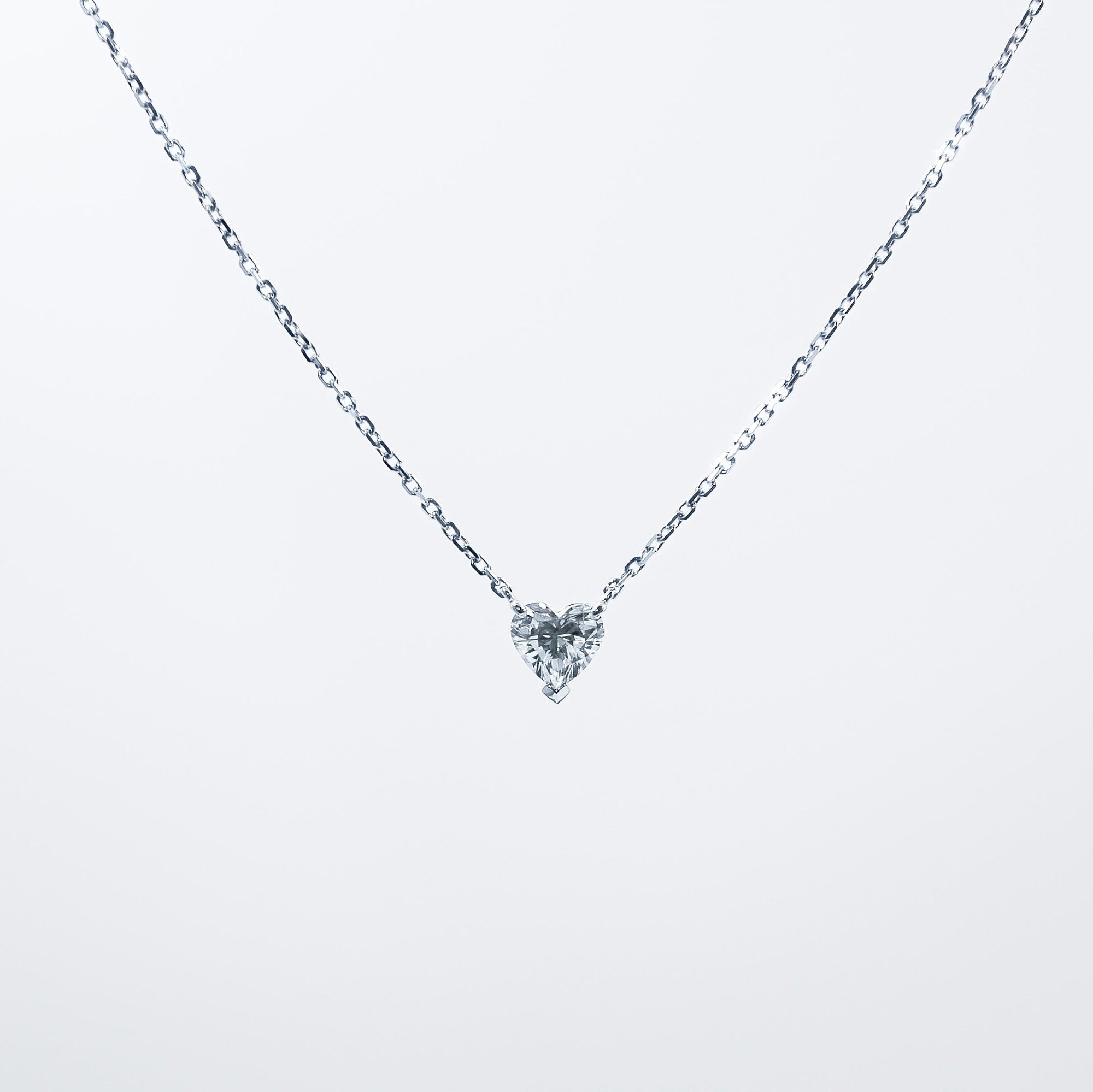 Equi Heart solitaire 0.5 ct lab grown diamond necklace in 18k white gold