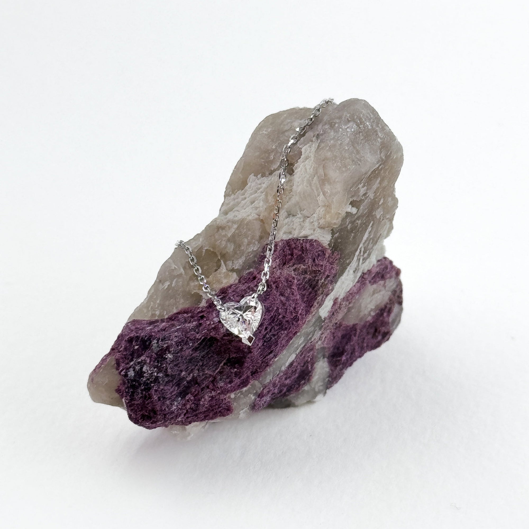 Equi Heart solitaire 0.5 ct lab grown diamond necklace in 18k white gold