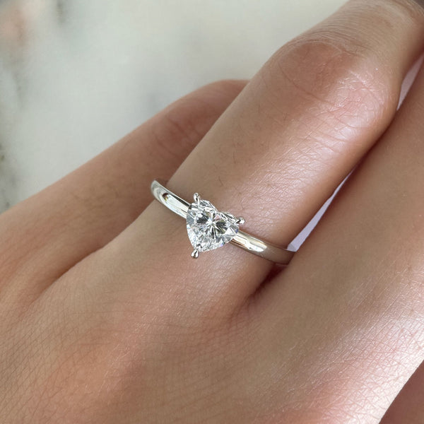 Equi Heart solitaire 0.5 ct lab grown diamond ring in 18k white gold