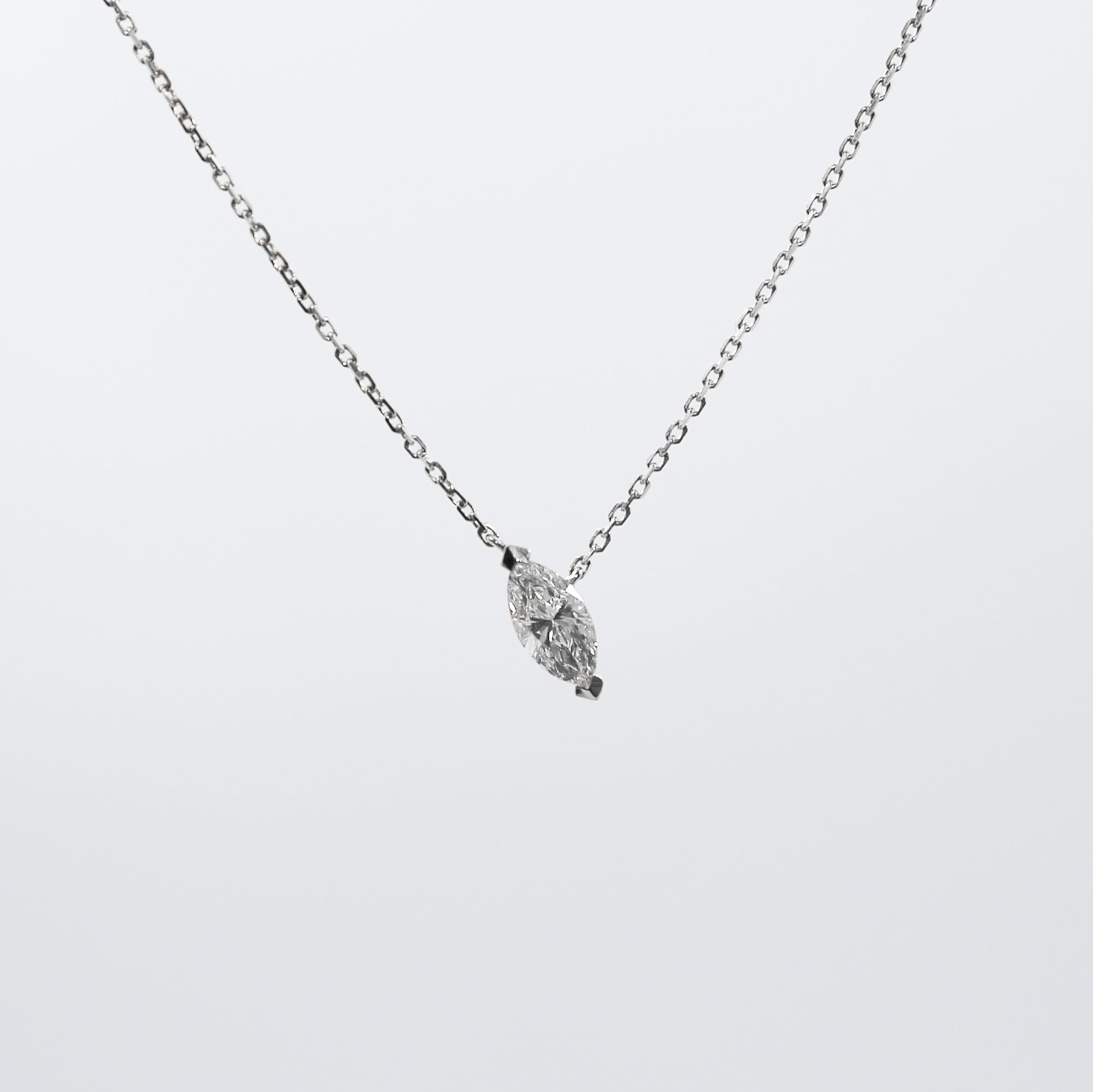 Equi Marquise solitaire 0.5 ct lab grown diamond necklace in 18k white gold
