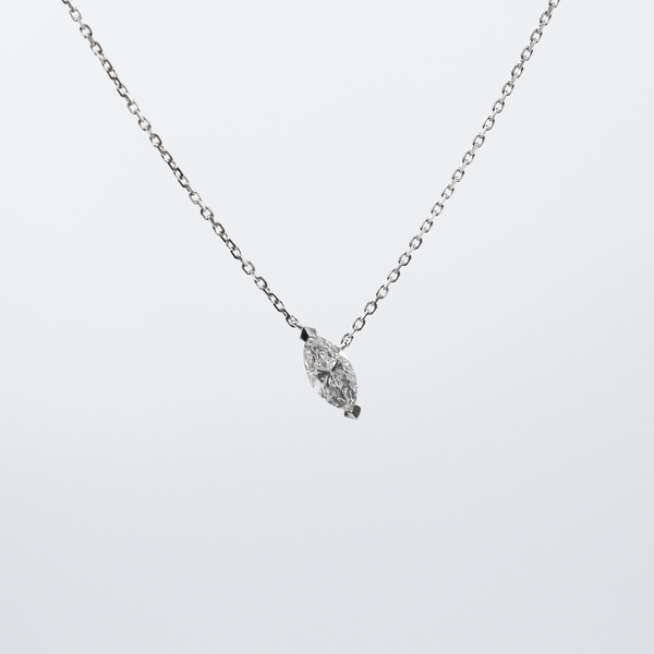 Equi Marquise solitaire 0.5 ct lab grown diamond necklace in 18k white gold