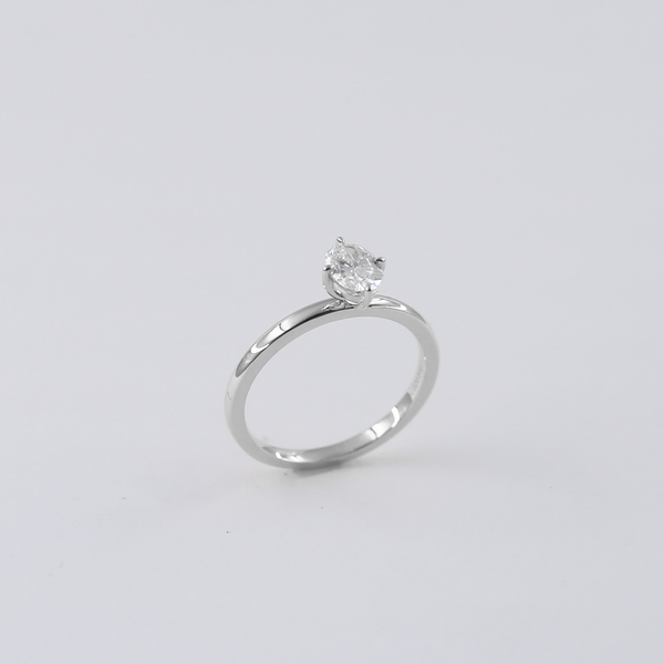 Equi Oval Solitaire 0.5 ct Lab Grown Diamond Ring in 18K White Gold