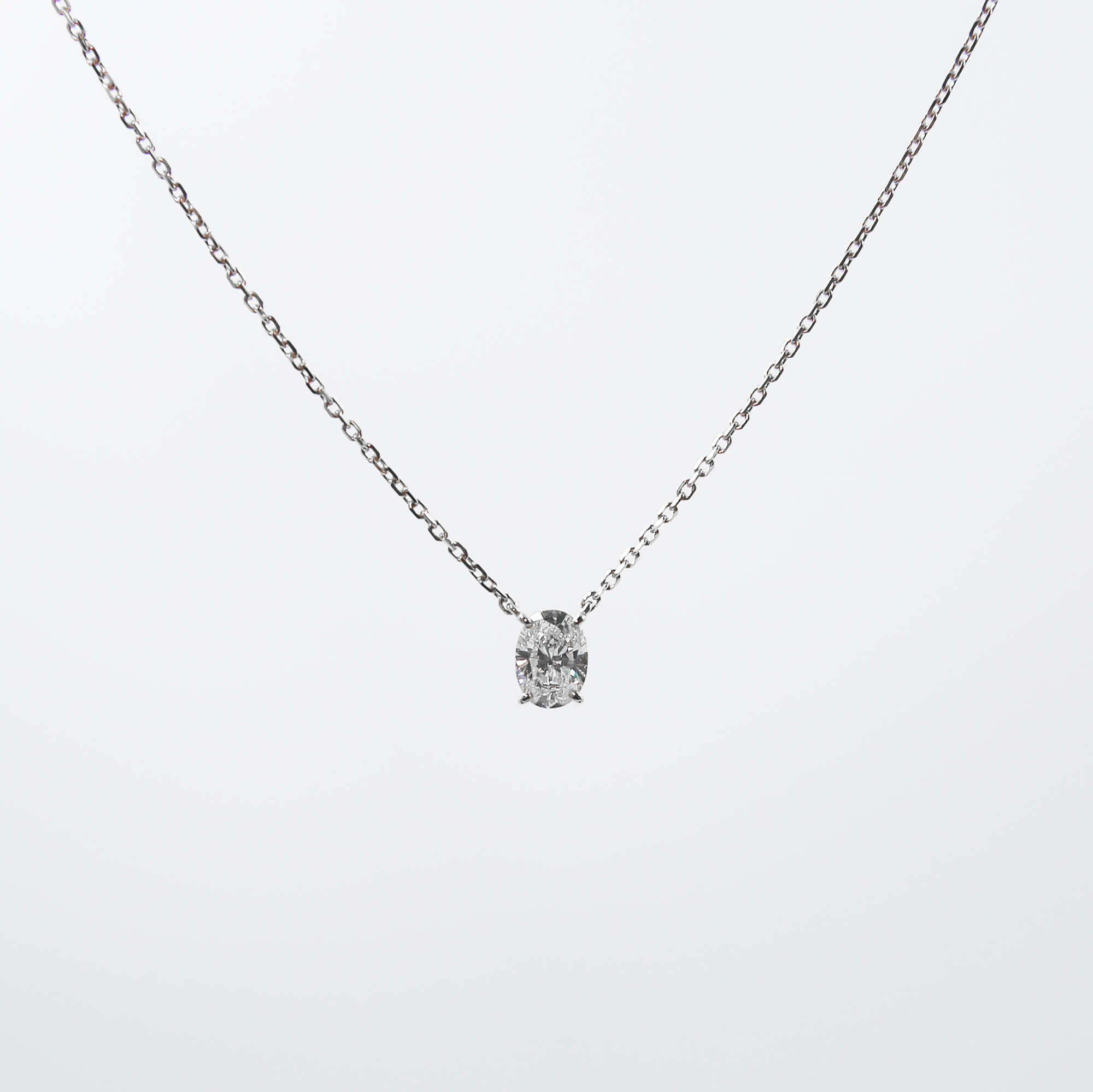Equi Oval solitaire 0.5 ct lab grown diamond necklace in 18k white gold
