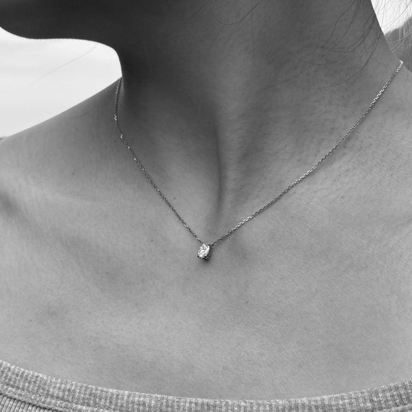 Equi Oval solitaire 0.5 ct lab grown diamond necklace in 18k white gold