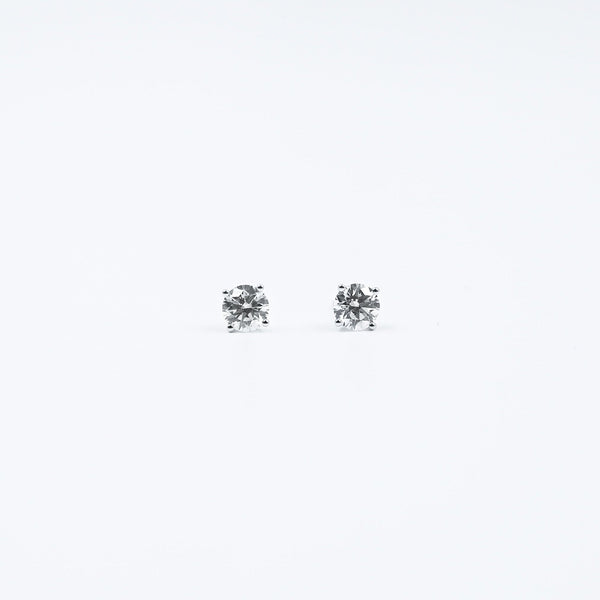 Equi round solitaire 0.5 ct lab grown diamond earring in 18k white gold