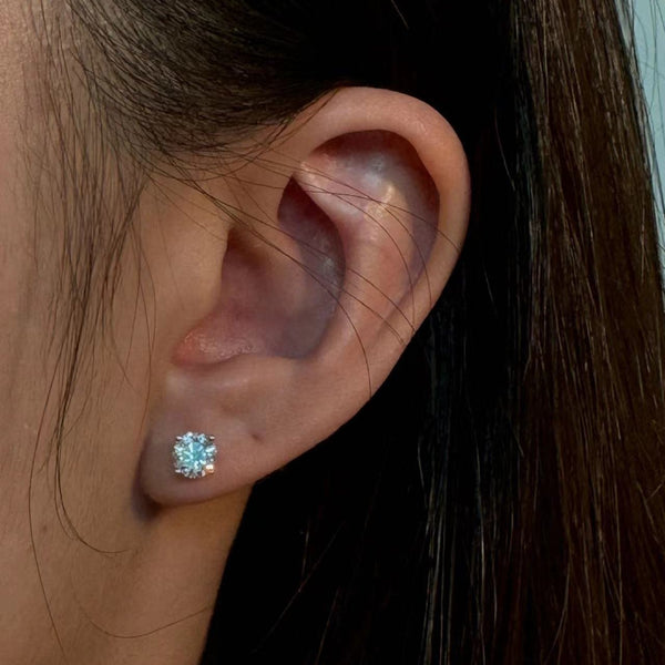 Equi round solitaire 0.5 ct lab grown diamond earring in 18k white gold