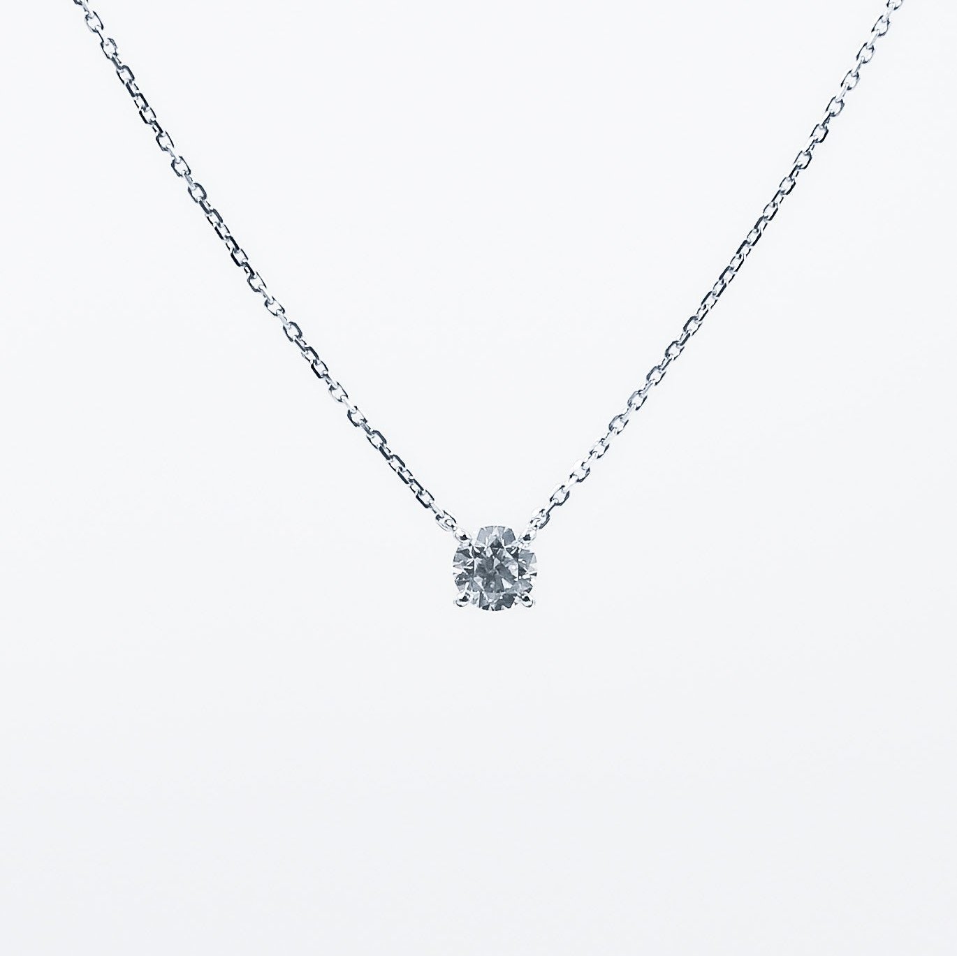 Equi Round solitaire 0.5 ct lab grown diamond necklace in 18k white gold