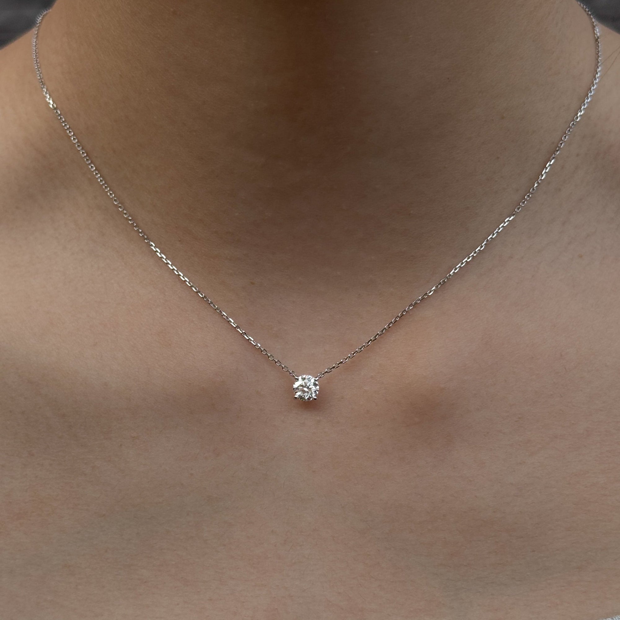 Equi Round solitaire 0.5 ct lab grown diamond necklace in 18k white gold