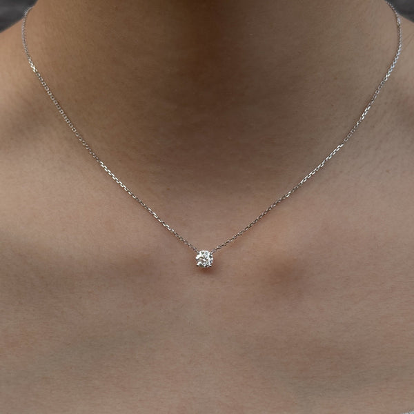Equi Round solitaire 0.5 ct lab grown diamond necklace in 18k white gold