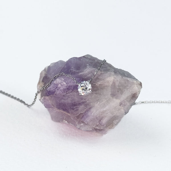 Equi Round solitaire 0.5 ct lab grown diamond necklace in 18k white gold