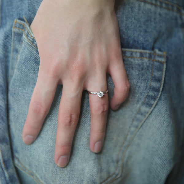 Equi round solitaire 0.5 ct lab grown diamond ring in 18k white gold