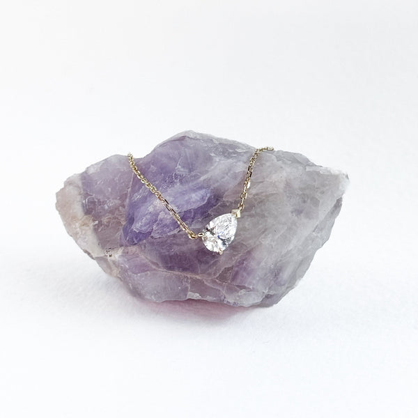 Equi Teardrop solitaire 0.5 ct lab grown diamond necklace in 18k gold