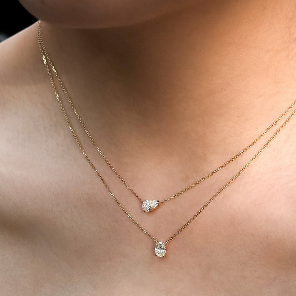 Equi Teardrop solitaire 0.5 ct lab grown diamond necklace in 18k gold