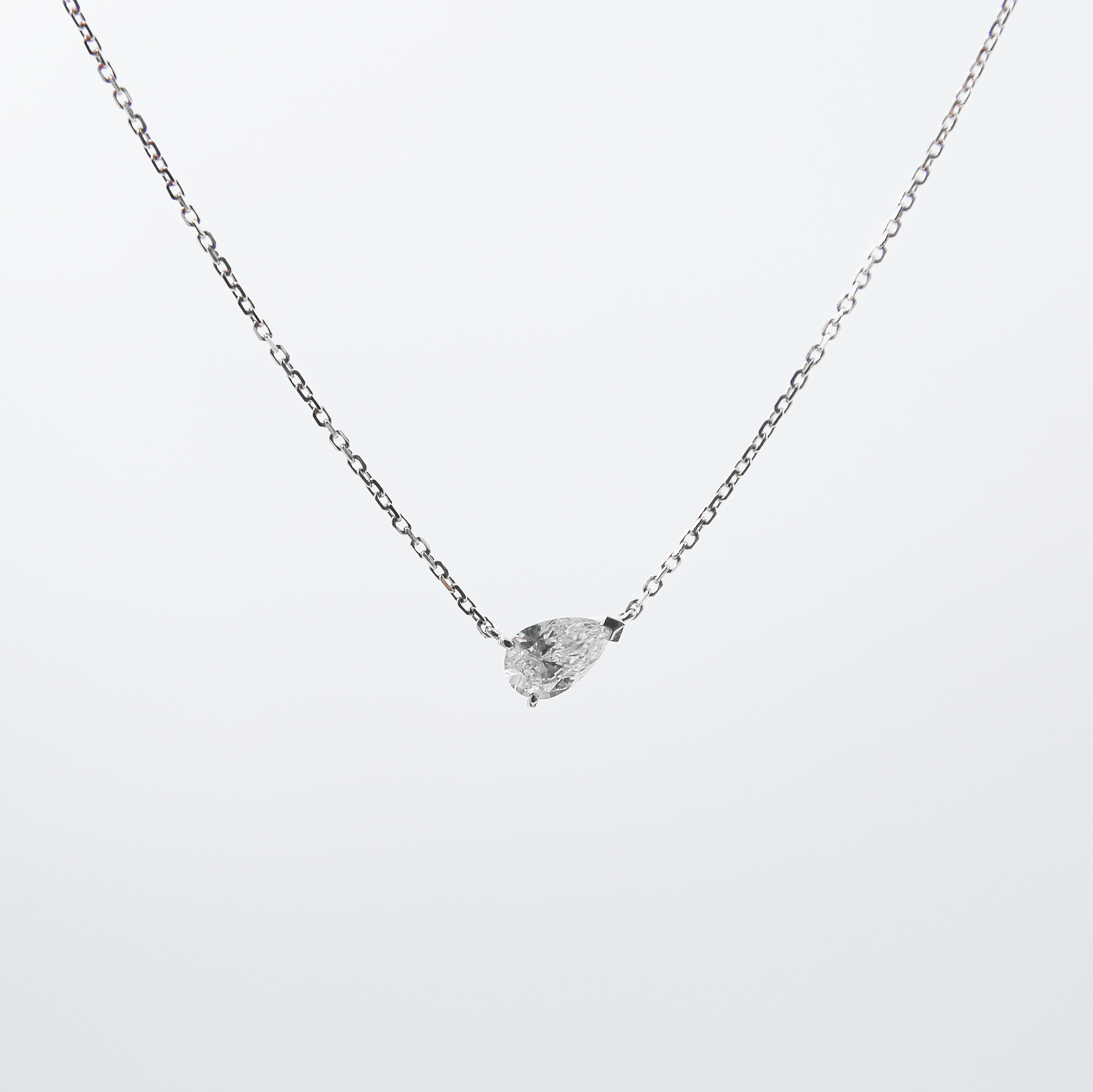 Equi Teardrop solitaire 0.5 ct lab grown diamond necklace in 18k white gold