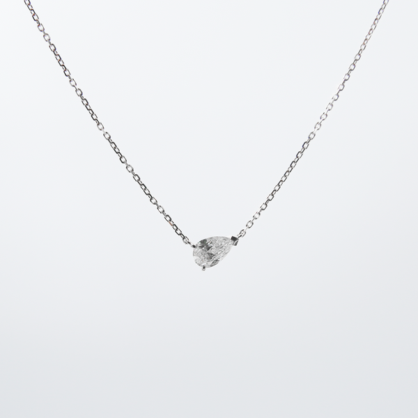 Equi Teardrop solitaire 0.5 ct lab grown diamond necklace in 18k white gold